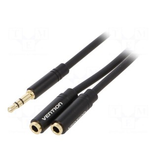 Cable | Jack 3.5mm socket x2,Jack 3.5mm plug | black