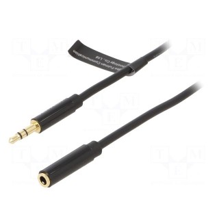 Cable | Jack 3.5mm socket,Jack 3.5mm plug | 0.5m | black | PVC