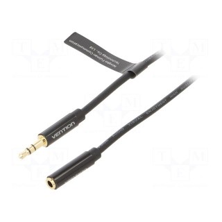 Cable | Jack 3.5mm socket,Jack 3.5mm plug | 1.5m | black | PVC