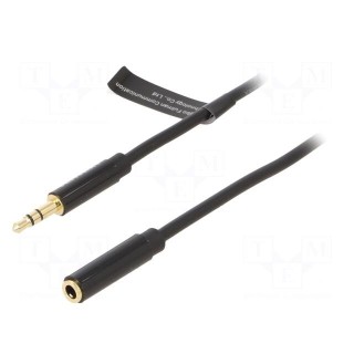 Cable | Jack 3.5mm socket,Jack 3.5mm plug | 1m | black | PVC