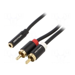 Cable | Jack 3.5mm socket,RCA plug x2 | 1m | Plating: gold-plated