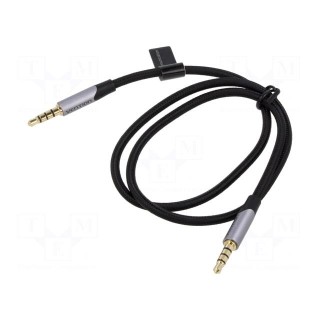 Cable | Jack 3,5mm 4pin plug,both sides | 0.5m | black | textile
