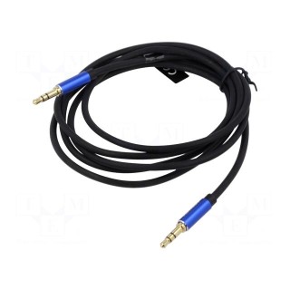 Cable | Jack 3,5mm 4pin plug,both sides | 1.5m | black | textile