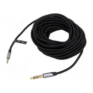 Cable | Jack 3.5mm 3pin plug,Jack 6,3mm 3pin plug | 1m | black