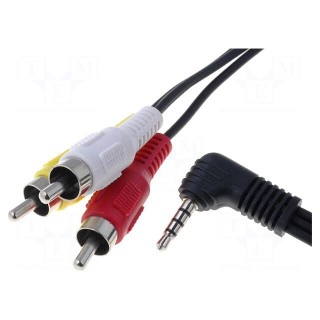 Cable | Jack 3,5mm 4pin plug,RCA plug x3 | 1.5m