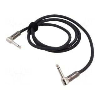 Cable | Jack 6.3mm 2pin angled plug,both sides | 1.5m | black | 1mm2