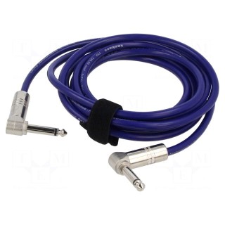 Cable | Jack 6.3mm 2pin angled plug,both sides | 3m | blue | 0.5mm2