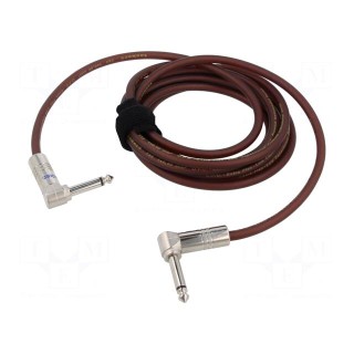 Cable | Jack 6.3mm 2pin angled plug,both sides | 3m | brown | 0.5mm2