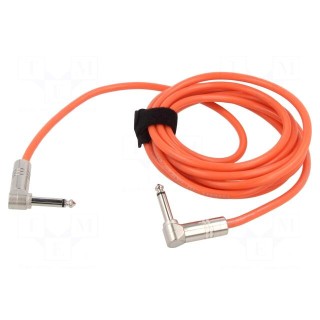 Cable | Jack 6.3mm 2pin angled plug,both sides | 3m | orange