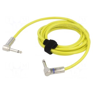 Cable | Jack 6.3mm 2pin angled plug,both sides | 3m | yellow