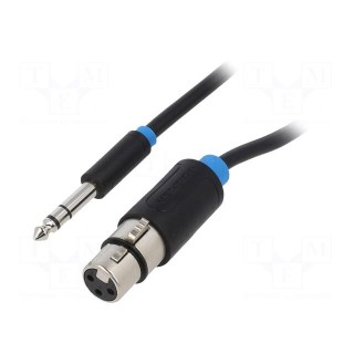Cable | Jack 6,3mm plug,XLR female 3pin | 2m | black | Øcable: 6mm