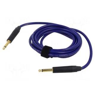 Cable | Jack 6,3mm 2pin plug,both sides | 3m | blue | 0.25mm2
