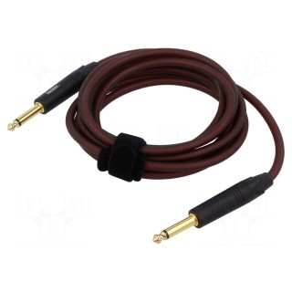 Cable | Jack 6,3mm 2pin plug,both sides | 3m | brown | 0.25mm2