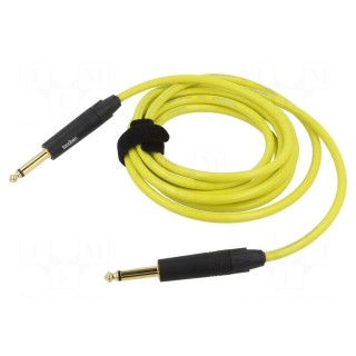 Cable | Jack 6,3mm 2pin plug,both sides | 3m | yellow | 0.25mm2