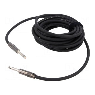 Cable | Jack 6,3mm 2pin plug,both sides | 6m | black | 0.55mm2