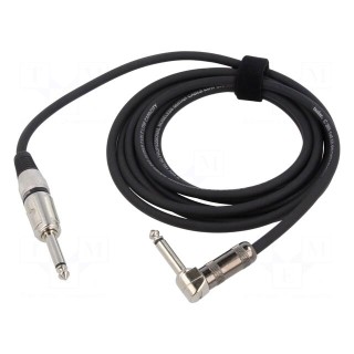 Cable | Jack 6,3mm 2pin plug,Jack 6.3mm 2pin angled plug | 3m