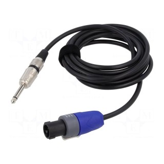 Cable | Jack 6,3mm 2pin plug,SpeakON female 2pin | 3m | black | 1mm2