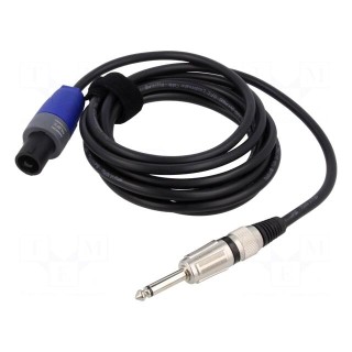 Cable | Jack 6,3mm 2pin plug,SpeakON female 2pin | 3m | black | PVC