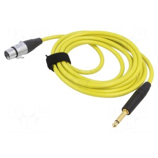 Cable | Jack 6,3mm 2pin plug,XLR female 3pin | 3m | yellow | 0.25mm2