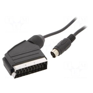 Cable | DIN mini 4pin plug,SCART plug | 1.8m | black | Øcable: 4mm