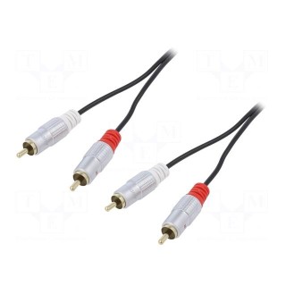 Cable | RCA plug x2,both sides | 0.5m | Plating: gold-plated | black