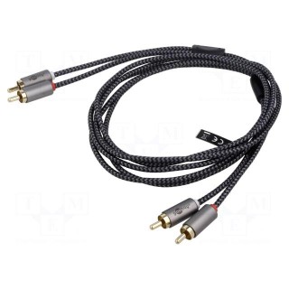 Cable | RCA plug x2,both sides | 0.5m | Plating: gold-plated | PVC
