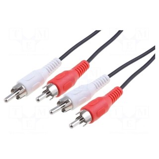 Cable | RCA plug x2,both sides | 2.5m | Plating: nickel plated