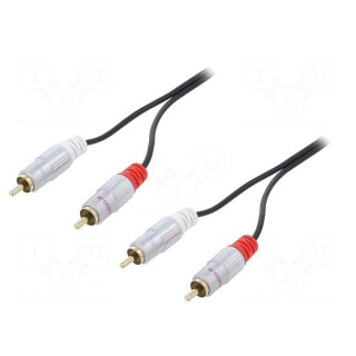 Cable | RCA plug x2,both sides | 3m | Plating: gold-plated | black