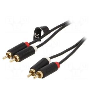 Cable | RCA plug x2,both sides | 5m | Plating: gold-plated | black