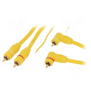 RCA plug x2,RCA plug x2 angled,control | 5m | Colour: yellow