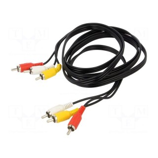Cable | RCA plug x3,both sides | 1.8m | Plating: nickel plated | PVC