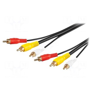 Cable | RCA plug x3,both sides | 5m | Plating: gold-plated