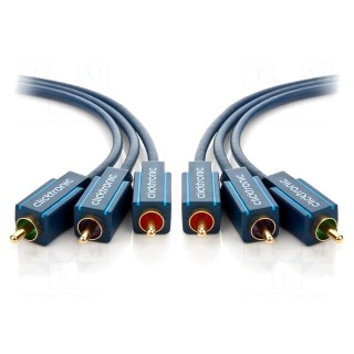 Cable | RCA plug x3,both sides | 15m | Plating: gold-plated | blue
