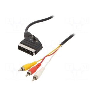 Cable | RCA plug x3,SCART plug | 1.8m | black