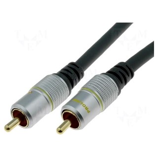 Cable | RCA plug,both sides | 1.2m | Plating: gold-plated | black