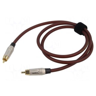 Cable | RCA plug,both sides | 1m | Plating: gold-plated | brown