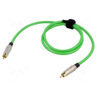 Cable | RCA plug,both sides | 1m | Plating: gold-plated | green