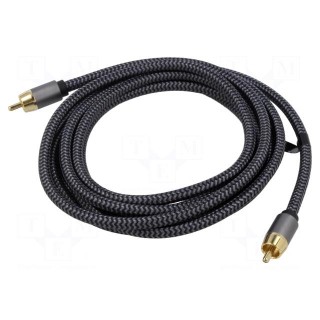 Cable | RCA plug,both sides | 10m | Plating: gold-plated | black-gray