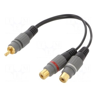 Cable | RCA socket x2,RCA plug | 0.2m | Plating: gold-plated | black