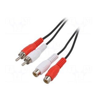Cable | RCA socket x2,RCA plug x2 | 1.5m | Plating: nickel plated