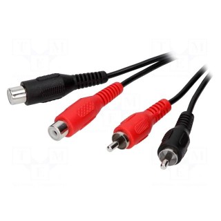 Cable | RCA socket x2,RCA plug x2 | 5m | black