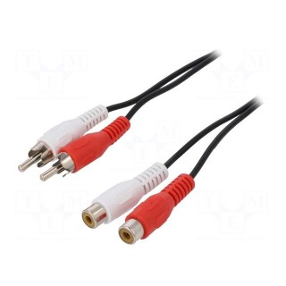 Cable; RCA socket x2,RCA plug x2; 5m; Plating: nickel plated