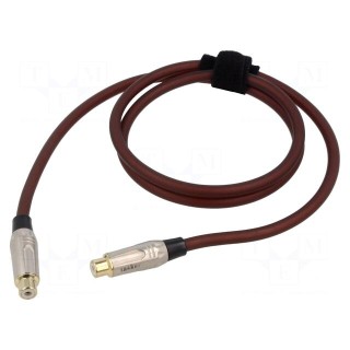 Cable | RCA socket,both sides | 1m | Plating: gold-plated | brown