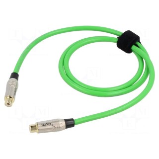 Cable | RCA socket,both sides | 1m | Plating: gold-plated | green