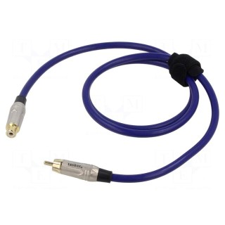 Cable | RCA socket,RCA plug | 1m | Plating: gold-plated | blue | 0.5mm2