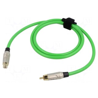 Cable | RCA socket,RCA plug | 1m | Plating: gold-plated | green