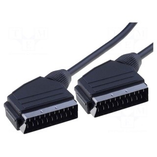 Cable | SCART plug,both sides | 3m | black