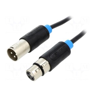 Cable | XLR male 3pin,XLR female 3pin | 10m | black | Øcable: 6mm | PVC