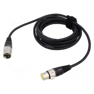Cable | XLR male 3pin,XLR female 3pin | 3m | black | 0.25mm2 | Cores: 2