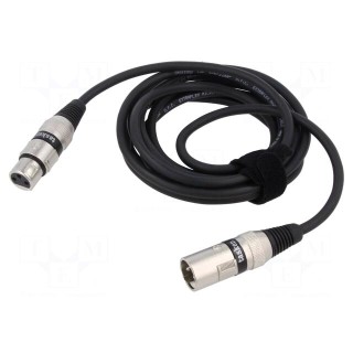 Cable | XLR male 3pin,XLR female 3pin | 3m | black | 0.25mm2 | Cores: 2